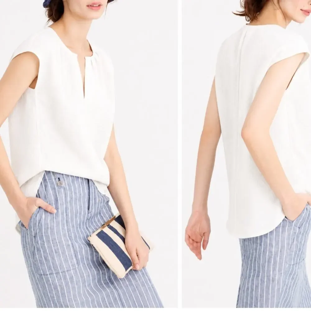 J. Crew Honeycomb Cocoon Top White C3654 Size 4